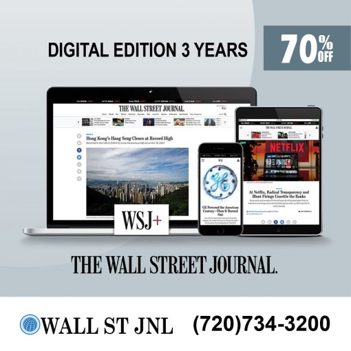 Wall St Jnl Digital Subscription for 2 Years at 70% Discount